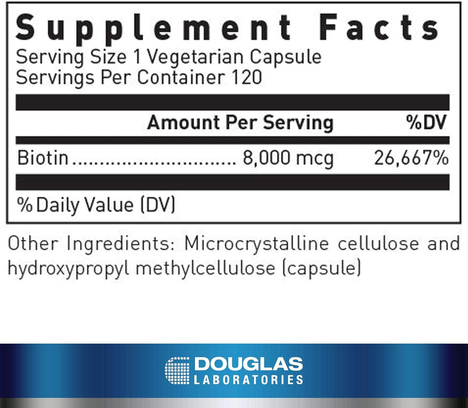 Douglas Laboratories Biotin 8 Mg | Vitamin B7 To Support Enzyme Production And Nerve Function | 120 Capsules
