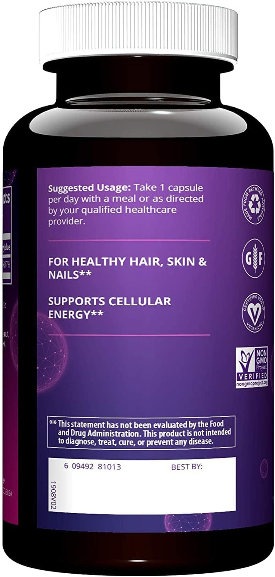Mrm Nutrition Biotin | Hair + Skin + Nails | Cellular Energy | Vegan + Gluten-Free | Non-Gmo Project Verified | 60 Servings