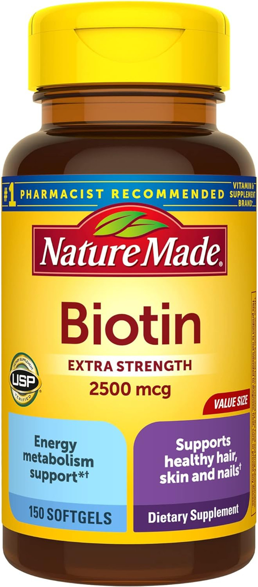Nature Made Extra Strength Biotin 2500 Mcg, Dietary Supplement For Healthy Hair, Skin & Nail Support, 150 Softgels, 150 Day Supply150 Count (Pack Of 1)