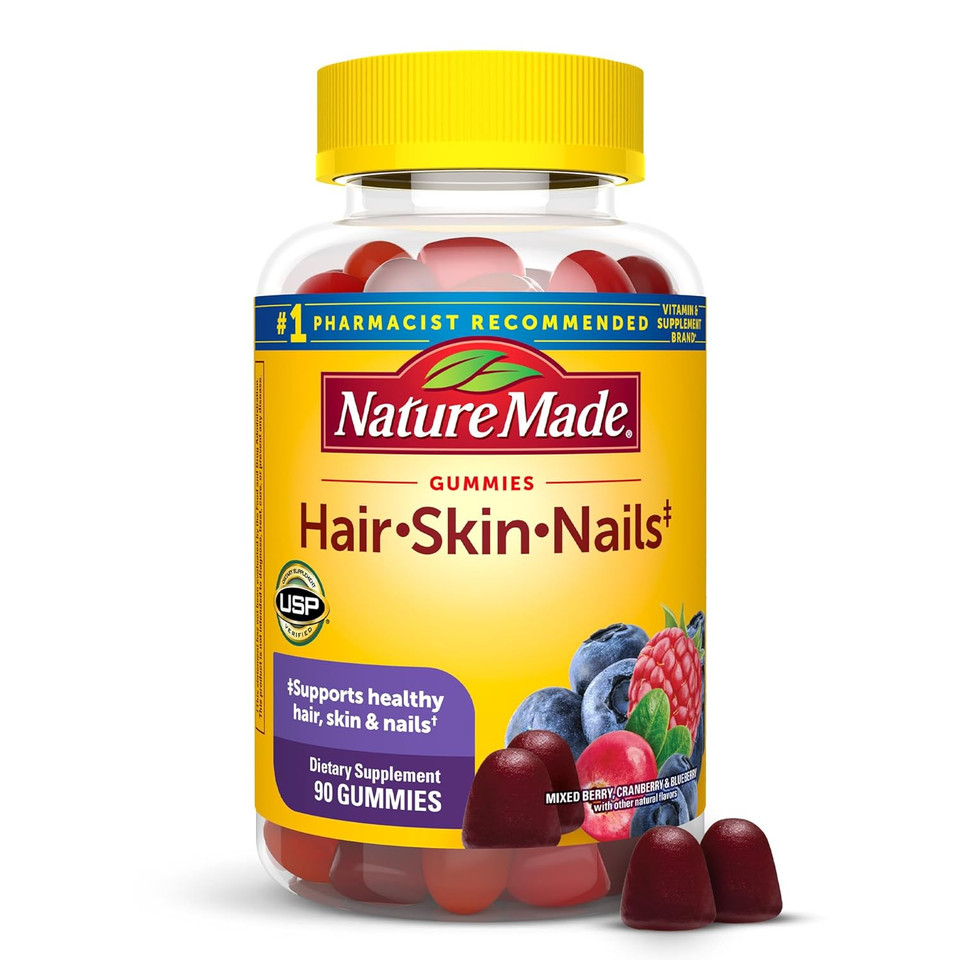 Nature Made Hair Skin And Nails With Biotin 2500 Mcg, Dietary Supplement For Healthy Hair, Skin & Nails Support, 90 Gummies, 45 Day Supply Nature Made Hair Skin And Nails With Biotin 2500 Mcg, Dietary Supplement For Healthy Hair, Skin & Nails Support, 90 Gummies, 45 Day Supply