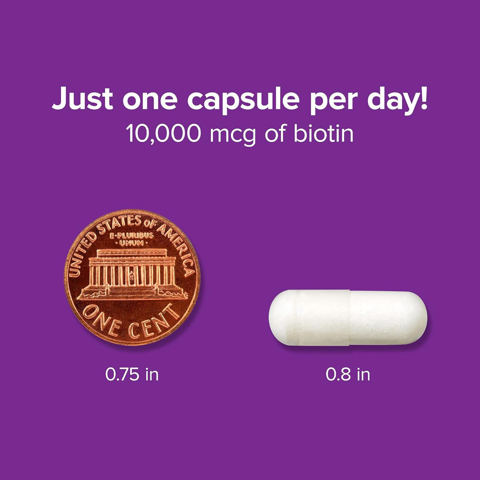 Webber Naturals Biotin 10,000 Mcg, Extra Strength, 120 Capsules, Healthy Hair, Skin & Nails, Vitamin Supplement, Vegan