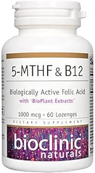 Bioclinic Naturals 5-Mthf & B12 Biologically Active Folic Acid - 60 Lozenges