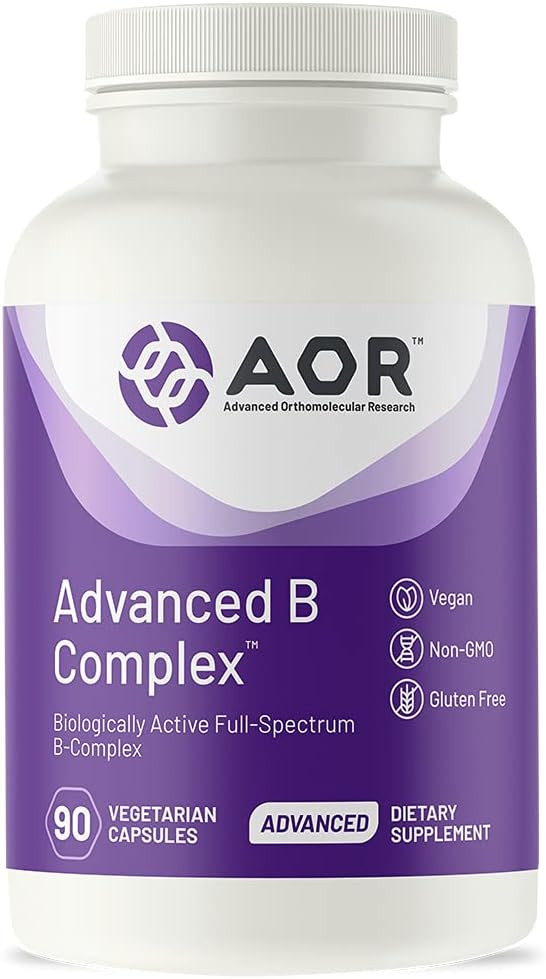 Aor, Advanced B Complex, Multivitamin Support For Energy, Stress And Metabolism, Dietary Supplement, 90 Capsules (90 Servings)