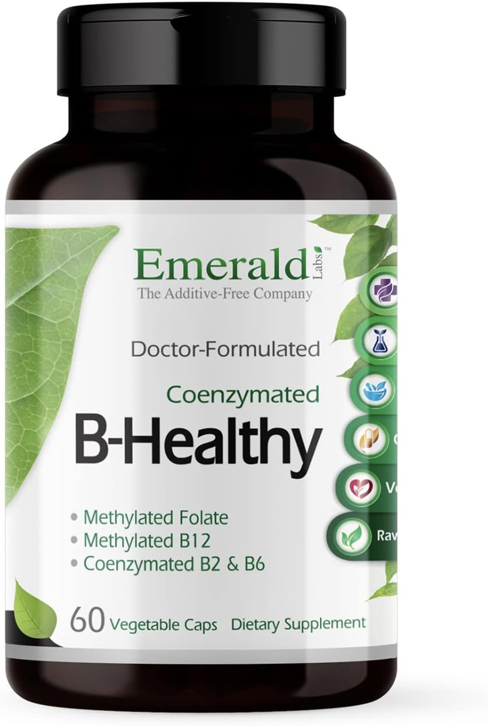 Emerald Labs B-Healthy - With L-5 Methyltetrahydrofolate (5-Mthf) Coenzymated Folic Acid As Folate For Energy, Stress, Cognitive And Immune Support - 60 Vegetable Capsules