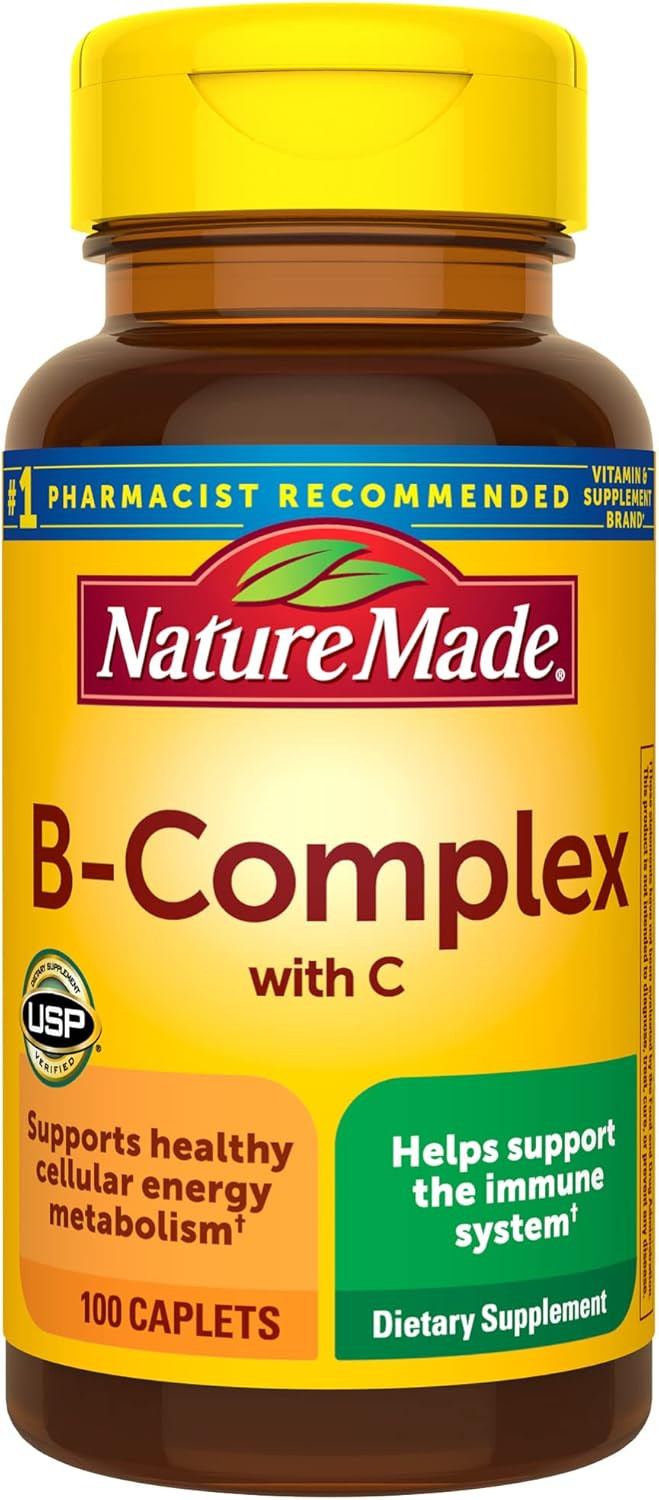 Nature Made B Complex With Vitamin C, Dietary Supplement For Immune System Support, 100 Caplets, 100 Day Supply