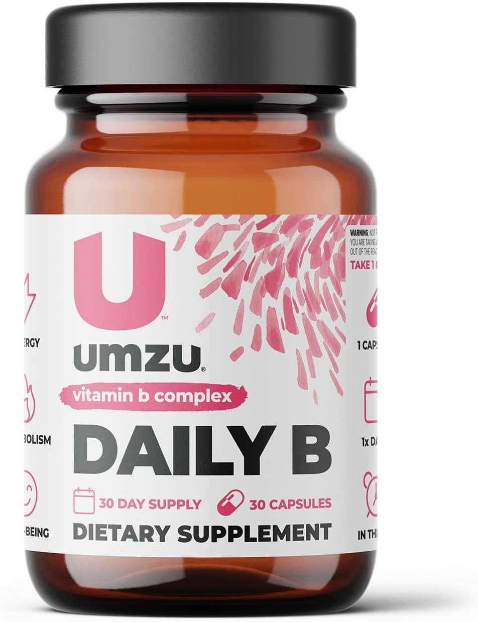 Umzu Daily B - Complete B Vitamin Complex To Support Energy, Cognition, Focus, And Well Being, B1, B2, B3, B5, B6, B7, B9, B12 - (30 Day Supply 30 Capsules)
