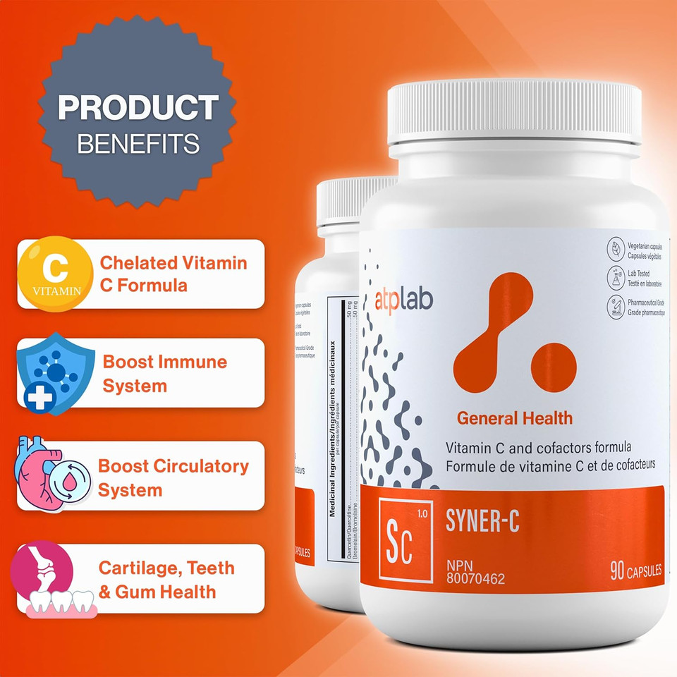 Atp Lab | Syner-C 90 Caps | Syner-C, The Ultra-Potent Chelated Vitamin C Formula Combined With Quercetin For Optimal Immunity