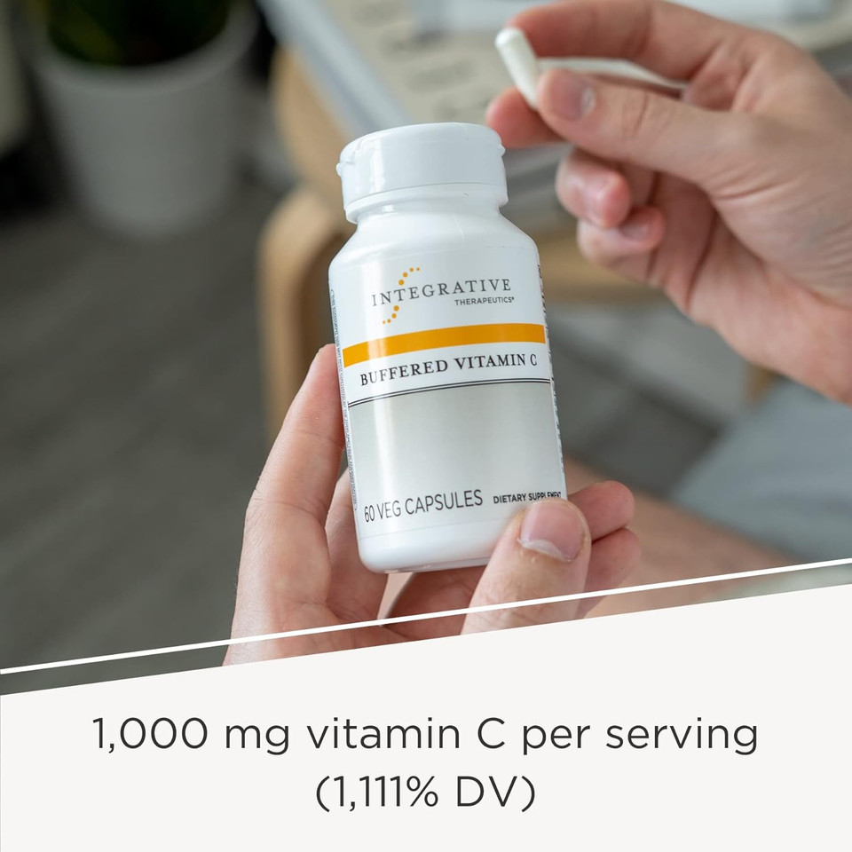 Integrative Therapeutics Buffered Vitamin C Capsules 1,000 Mg - Immune Support Supplement* - Antioxidant Support* - Gentle Formula - Gluten Free - 60 Vegan Capsules