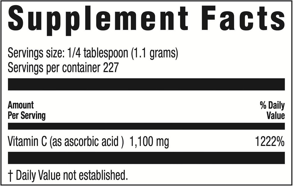 Life Enhancement Ultra Pure Vitamin C Powder - 1,100 Mg Ascorbic Acid Vitamin C Supplement - 227 Servings