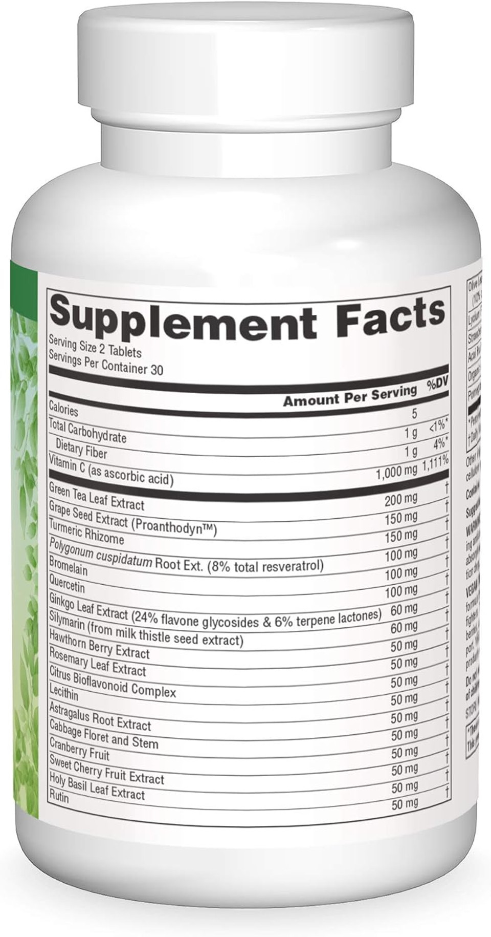 Source Naturals Vegan True Vitamin C Plantioxidant Complex, 500Mg Vitamin C With Over 25 Plant Derived Antioxidants* - 60 Tablets
