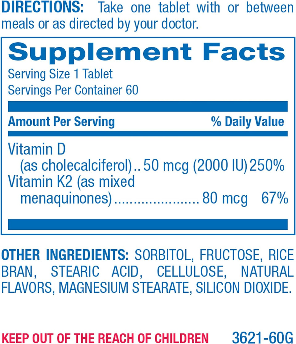 Anabolic Laboratories Ultra K2 D3 Vitamin Supplement - 60 Chewable Cinnamon Tablets - 2000 Iu Vitamin D3 With K2 For Healthy Bones, Arteries, And Calcium Metabolism Anabolic Laboratories Ultra K2 D3 Vitamin Supplement - 60 Chewable Cinnamon Tablets - 2000 Iu Vitamin D3 With K2 For Healthy Bones, Arteries, And Calcium Metabolism