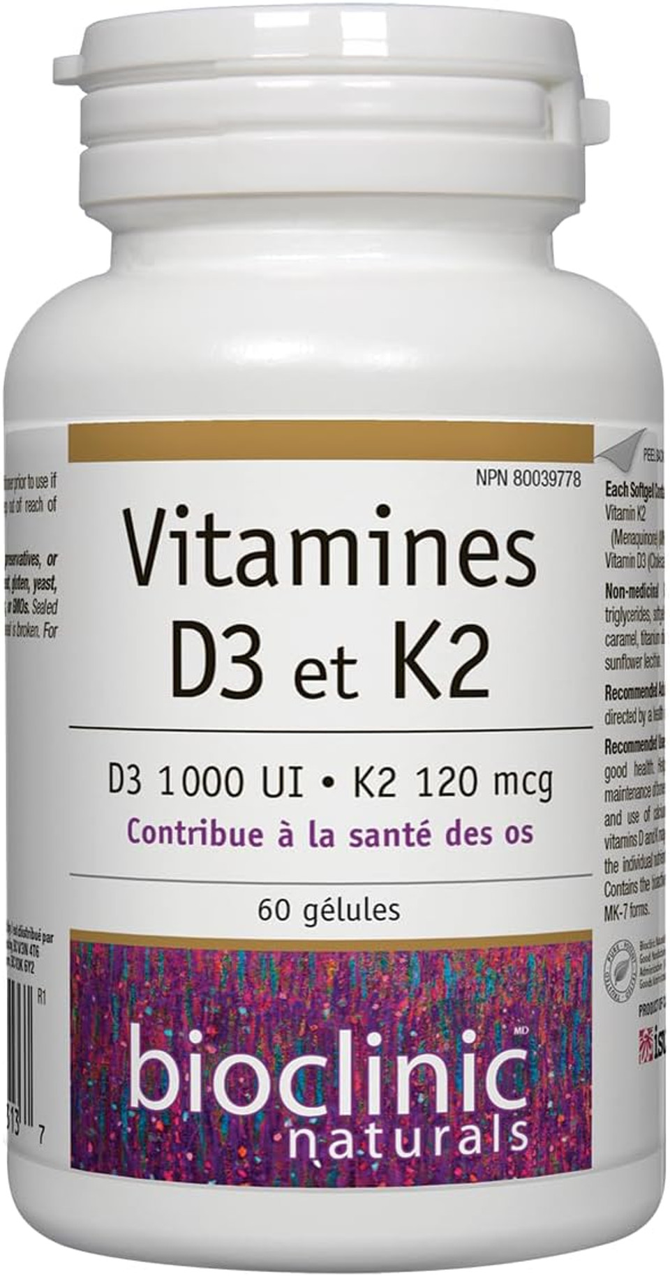 Bioclinic Naturals Vitamin D3 & K2 60 Gels