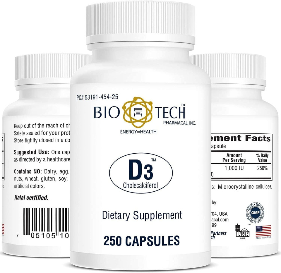Bio-Tech Pharmacal Vitamin D3 (D3 1K Iu, 250 Count)