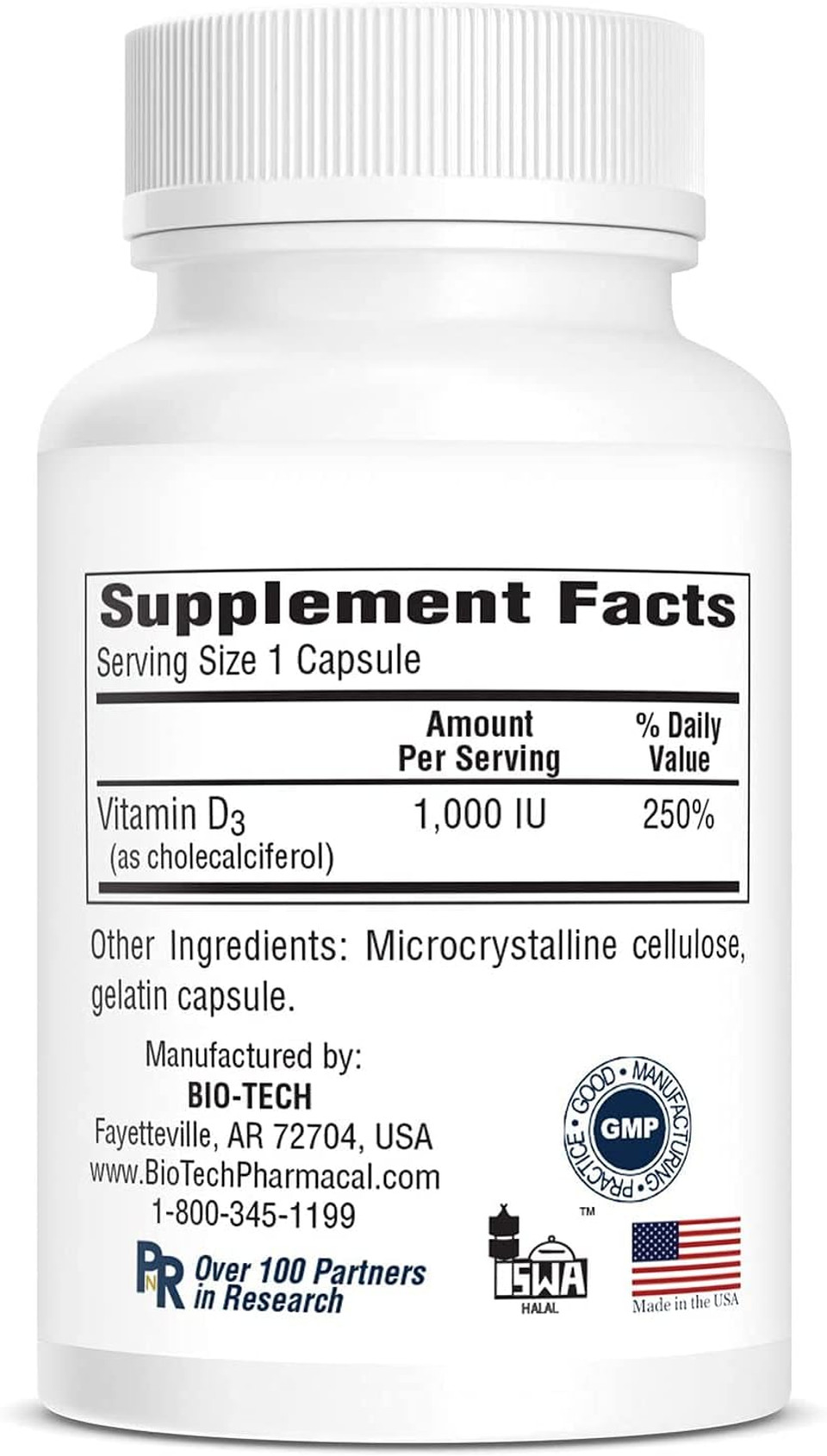 Bio-Tech Pharmacal Vitamin D3 (D3 1K Iu, 250 Count)