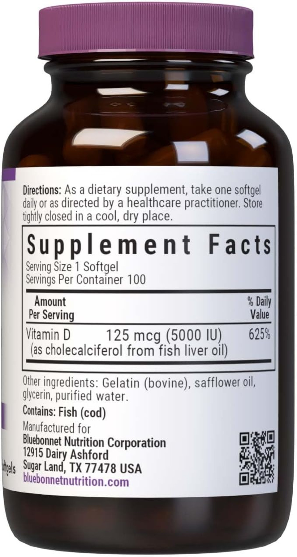 Bluebonnet Nutrition Vitamin D3 5000 Iu Softgels, Aids In Muscle And Skeletal Growth, Cholecalciferol From Fish Oil, Non Gmo, Gluten, Soy & Dairy Free, Yellow, 100 Count