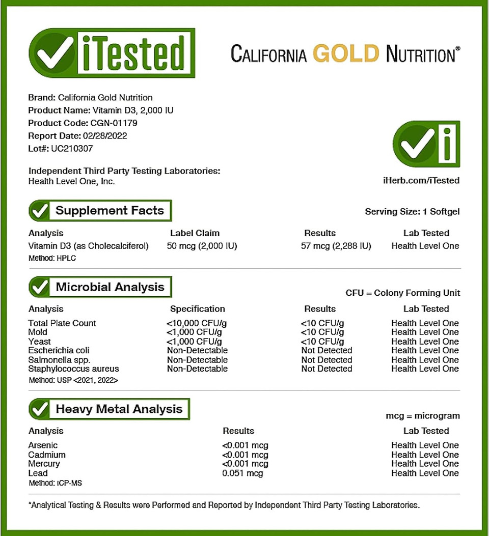 California Gold Nutrition Vitamin D3, 50 Mcg (2,000 Iu), 90 Fish Gelatin Softgels90 Count (Pack Of 1)