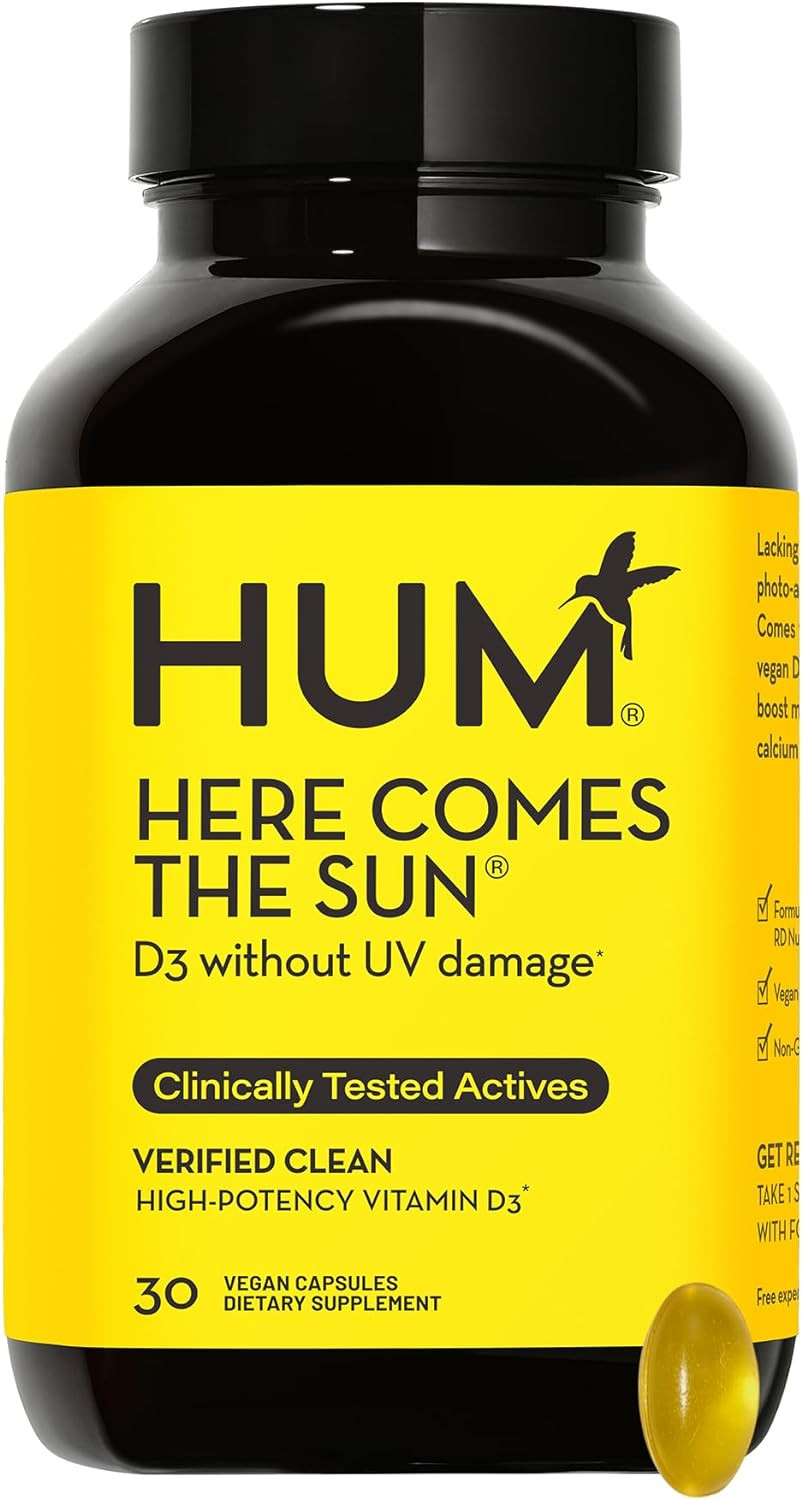 Hum Here Comes The Sun - Immune Supplement With Vitamin D & Calcium For A Healthy Immune System - Supports Radiant Skin, Mood + Bone Health (1 Month Supply)