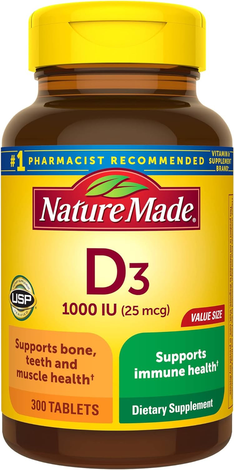 Nature Made Vitamin D3 1000 Iu (25 Mcg), Dietary Supplement For Bone, Teeth, Muscle And Immune Health Support, 300 Tablets, 300 Day Supply300 Count (Pack Of 1)