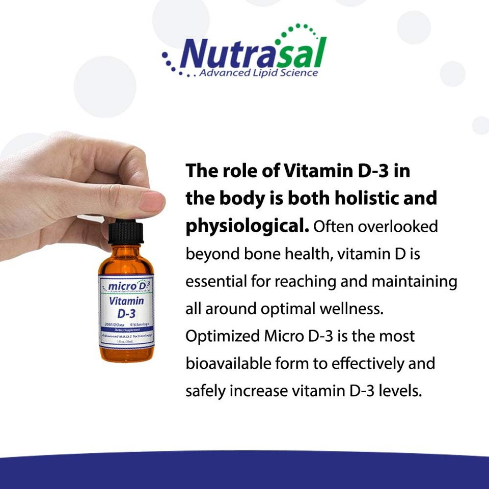 Nutrasal Micro D3 Vitamin D-3 Drops - High Concentrate (2 Million Iu'S) Vitamin D3 With Nano Technology And Up To 10X More Absorption -1 Oz (30 Ml)