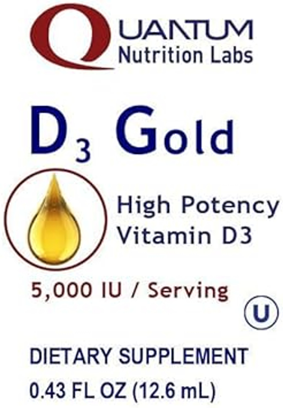 Quantum D3 Gold - Liquid Vitamin D3 Drops - Supports Teeth, Bone Strength, And Optimal Immune Support* - D3 Vitamin 1,000 Iu Per Drop - 0.43 Fl. Oz