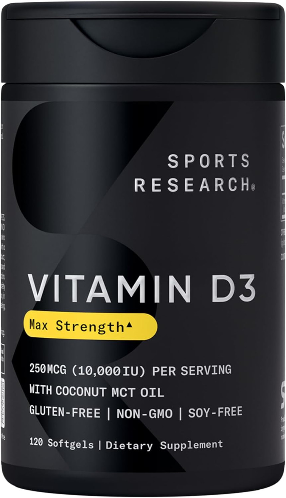 Sports Research Vitamin D3 10,000 Iu With Coconut Mct Oil - High Potency Vitamin D Supplement For Immune & Bone Support - Non-Gmo Verified, Gluten & Soy Free  250Mcg, 120 Liquid Softgels