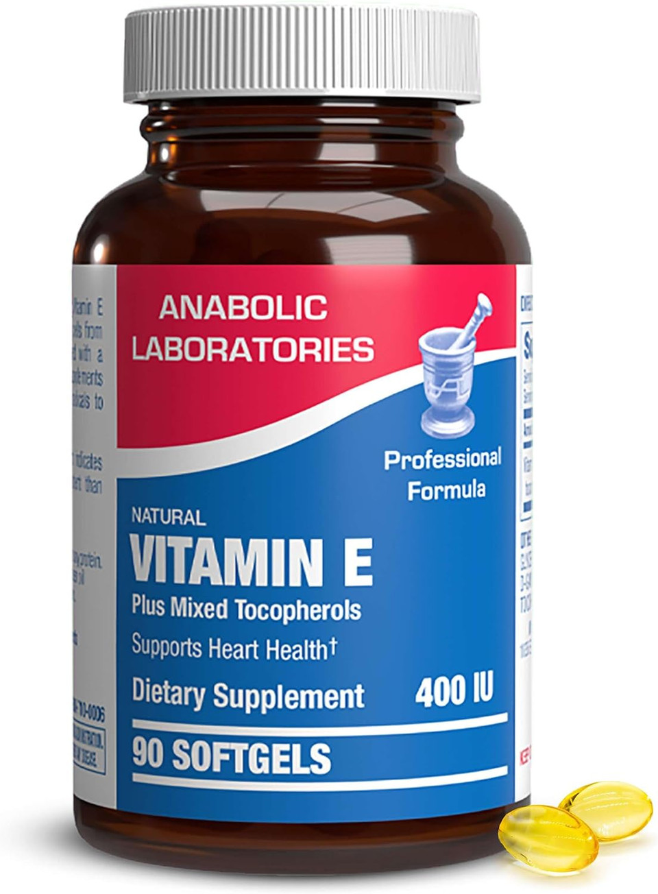 Anabolic Laboratories Natural Vitamin E 400 Iu Softgels - 90 Supplements Of Vitamin E D Alpha Tocopherol For Heart Health - Vitamin E Supplements For Women And Men