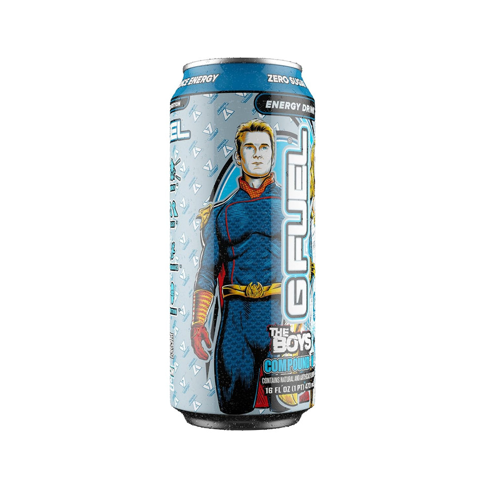 G Fuel The Boys Energy Drink, Sugar Free, Healthy Drinks, Zero Calorie, 300 Mg Caffeine Per Carbonated Can, Ginseng Citrus Berry Flavor, Focus Amino, Vitamin + Antioxidants Blend - 12 Pack