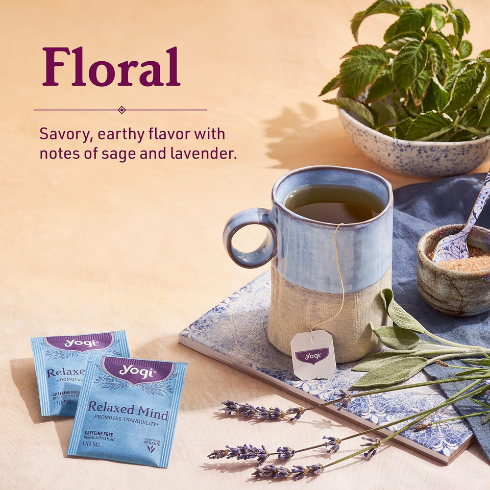 Yogi Tea - Relaxed Mind (6 Pack) - Supports Tranquility - Calming Tea With Gotu Kola And Lavender - Caffeine Free - 96 Organic Herbal Tea Bags
