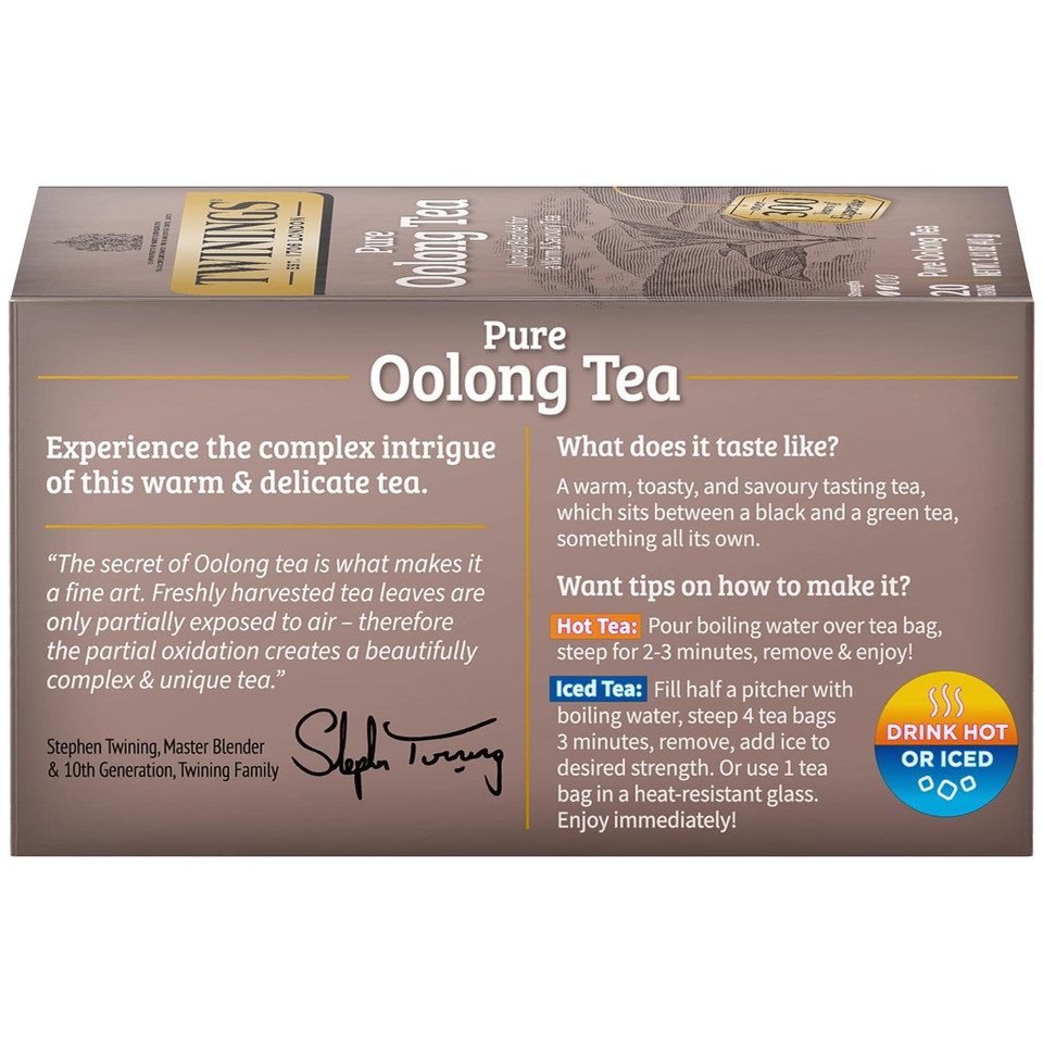 Twinings Pure Oolong Individually Wrapped Black Tea Bags, 20 Count Pack Of 6, Caffeinated, Warm, Nutty Flavor & Golden Colour20 Count (Pack Of 6)