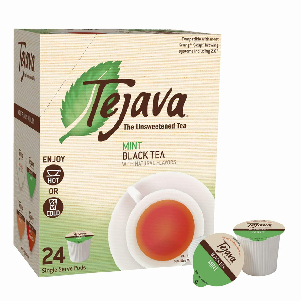 Tejava Unsweetened Black Tea With Natural Mint Flavor Pods, Award-Winning Tea, 100% Recyclable Single Serve Cups (24 Pack)24 Count (Pack Of 1)