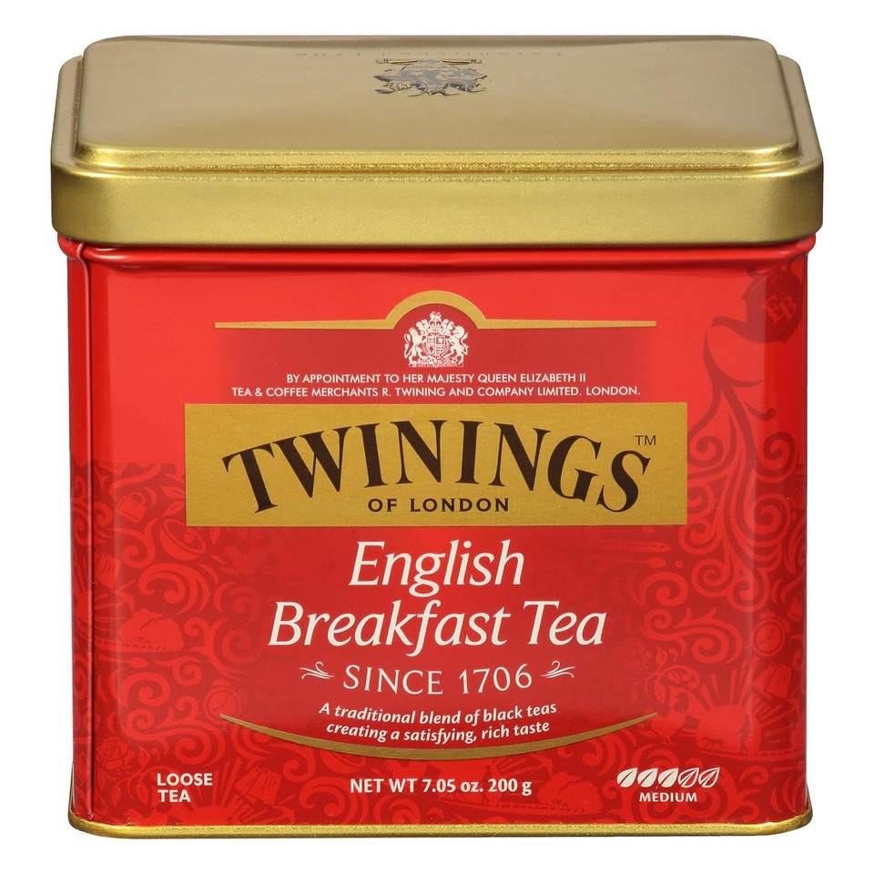 Twinings English Breakfast Loose Tea Tins, Pack Of 6, 7.05 Ounce Tins, Smooth, Flavourful, Robust Black Tea, Caffeinated