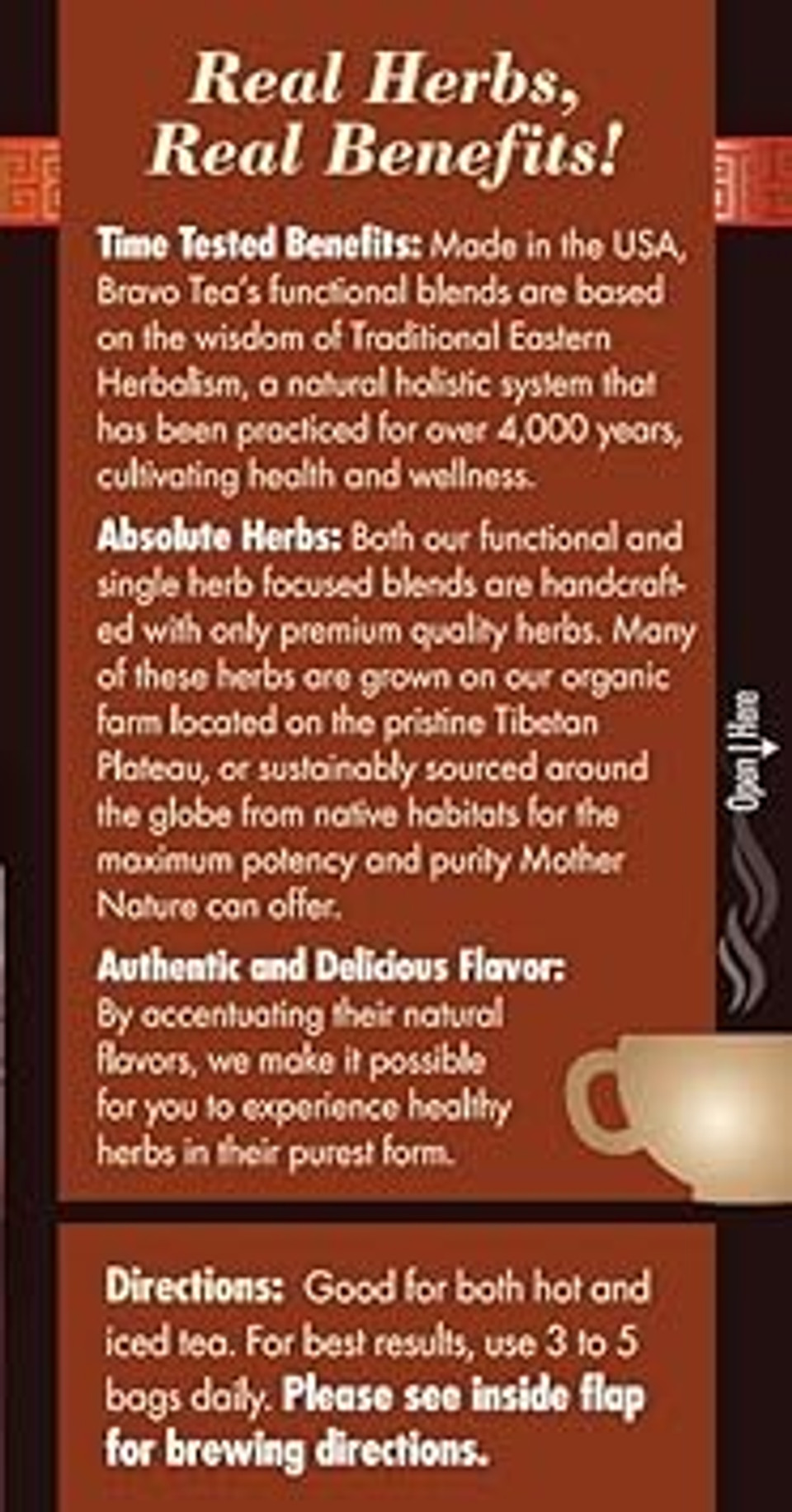 Bravo Tea Reishi Mushroom Herbal Tea, Caffeine Free 20 Tea Bags, 1 Count