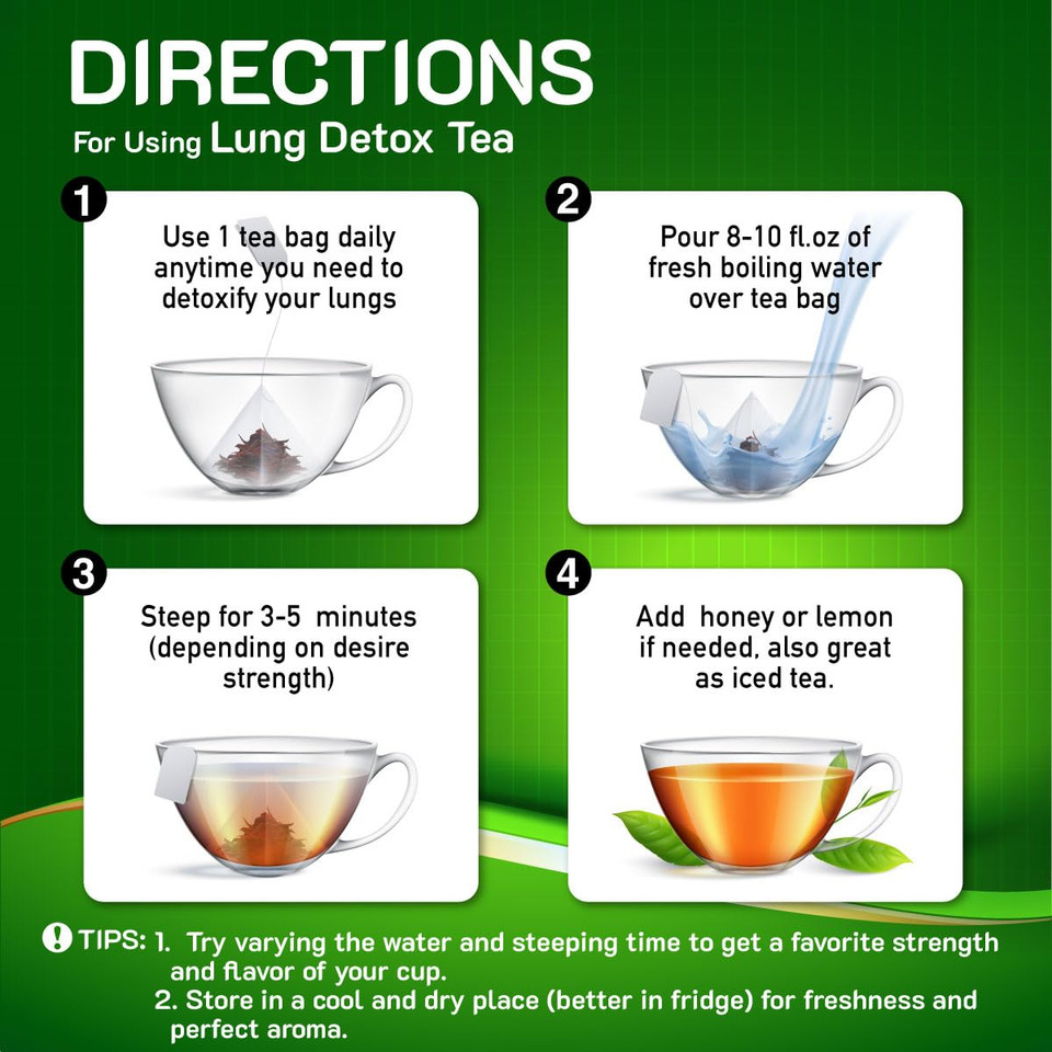 Everlong Lung Detox Tea  Mullein Tea With Thyme, Ginseng, Lungwort, Eucalyptus, Liquorice, Spearmint And Sage For Lung Cleanse And Respiratory Health  14 Herbal Tea Bags, All Natural, Caffeine-Free