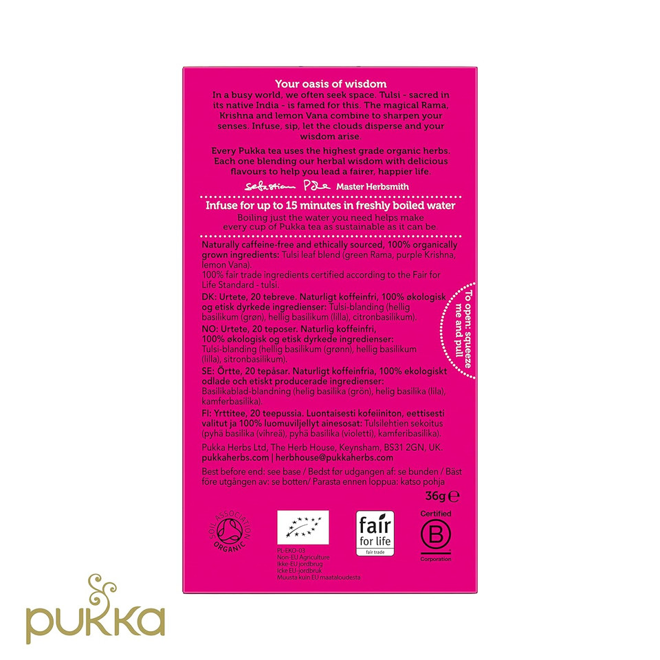 Pukka Organic Tea Bags, Tulsi Clarity, Herbal Holy Basil Tea, 20 Count (Pack Of 3)20 Count (Pack Of 3)