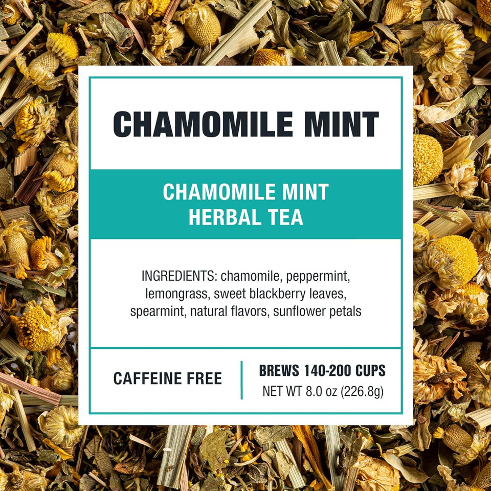 Tiesta Tea - Chamomile Mint | Chamomile Mint Herbal Tea | Premium Loose Leaf Tea Blend | Caffeine Free Herbal Tea | Make Hot Or Iced Up & 200 Cups - 8 Oz Resealable Bulk Pouch