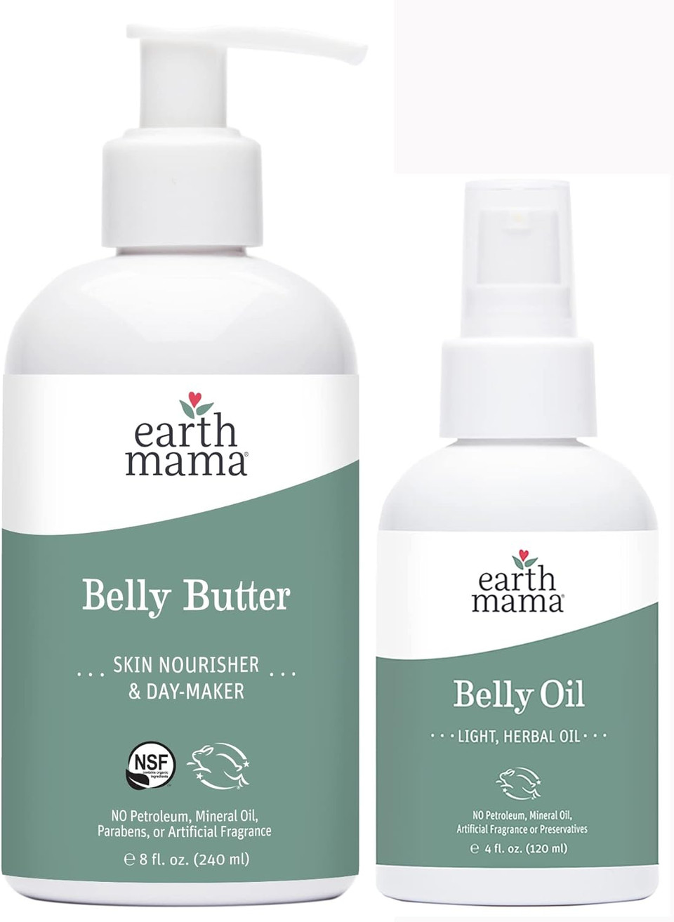 Earth Mama Belly Butter & Belly Oil Bundle For Dry, Stretching Skin | Moisturize + Encourage Skin'S Natural Elasticity During Pregnancy & Beyond, 8-Fluid Ounce & 4-Fluid Ounce