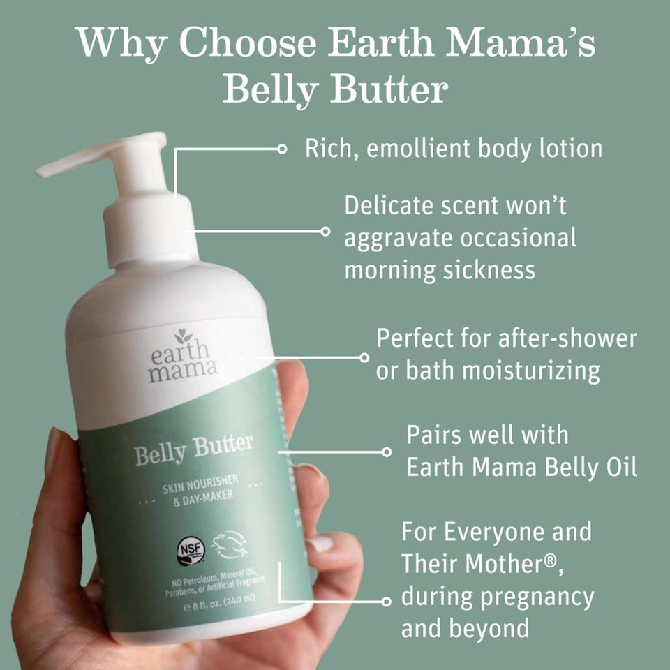 Earth Mama Belly Butter & Belly Oil Bundle For Dry, Stretching Skin | Moisturize + Encourage Skin'S Natural Elasticity During Pregnancy & Beyond, 8-Fluid Ounce & 4-Fluid Ounce