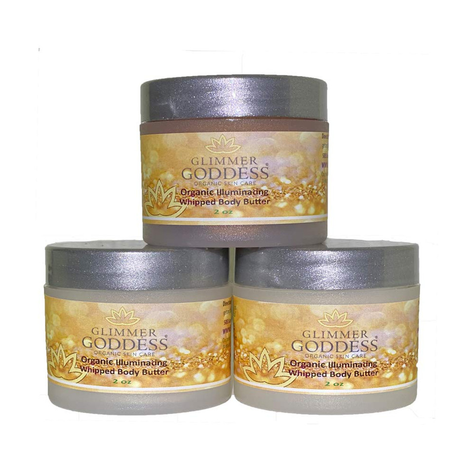 Glimmer Goddess Organic Whipped Shea Body Shimmers Travel Size (Bronze, Diamond & Gold Shimmer)Bronze + Diamond + Gold (Sexy Level 2)2 Fl Oz (Pack Of 3)