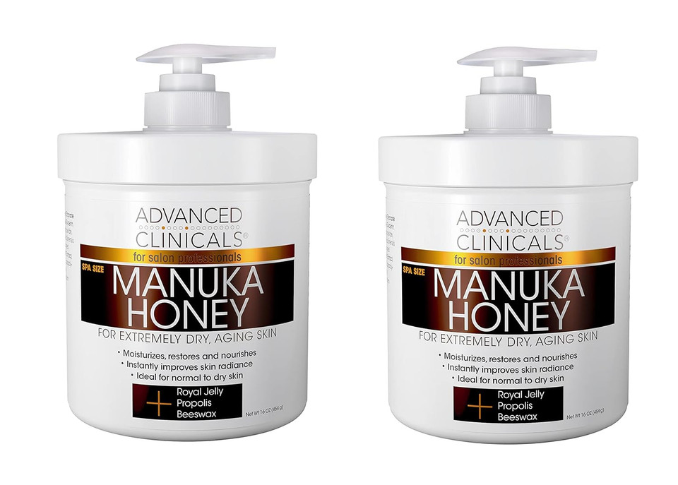 Advanced Clinicals Manuka Honey Cream W/Collagen Face Moisturizer & Body Butter Lotion For Dry Skin | Intense Firming & Hydrating Miracle Balm Skin Care Moisturizing Lotion For Women & Men | 2-Packmanuka Honey Body Cream16 Ounce (Pack Of 2)