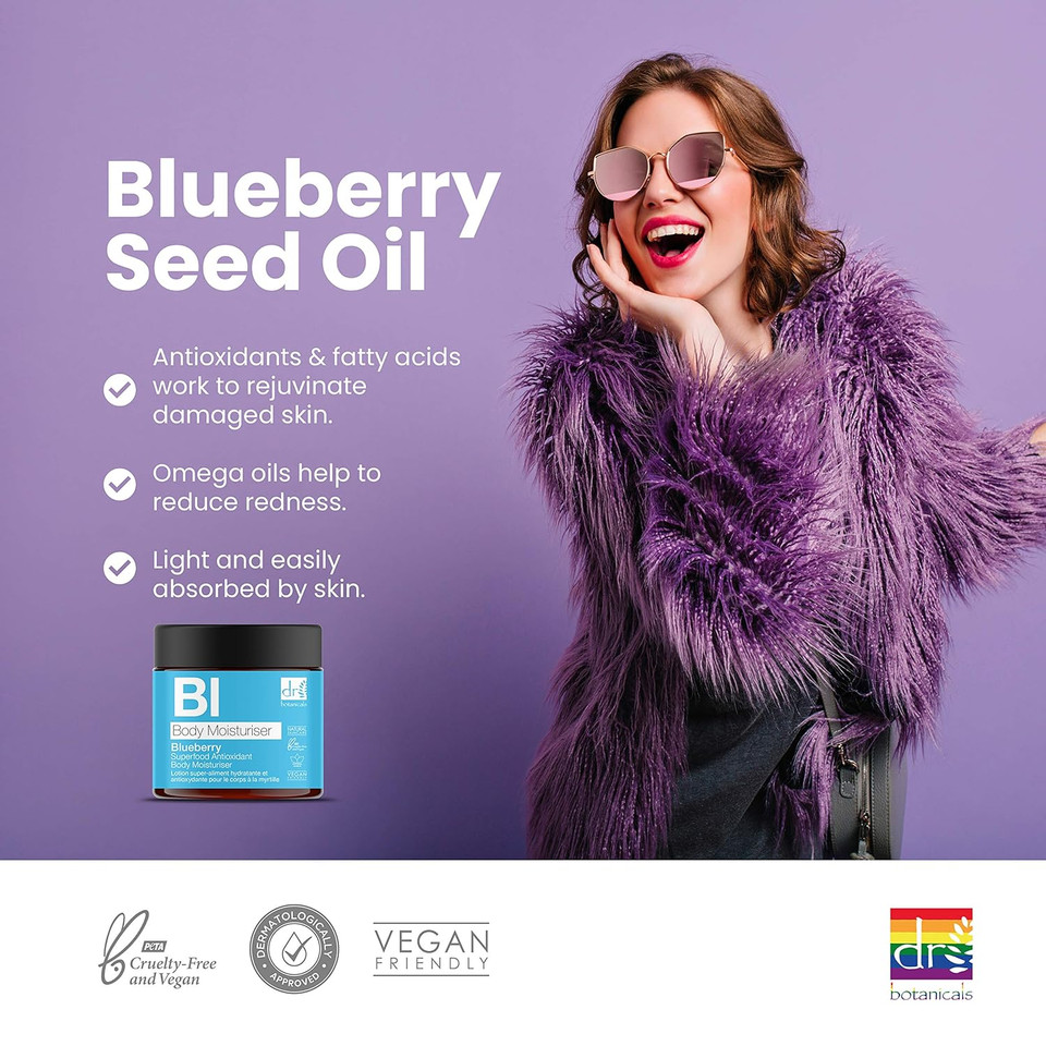 Dr Botanicals Blueberry Superfood Antioxidant Body Moisturiser With Vitamins & Antioxidants 60Ml/2.02 Fl Oz