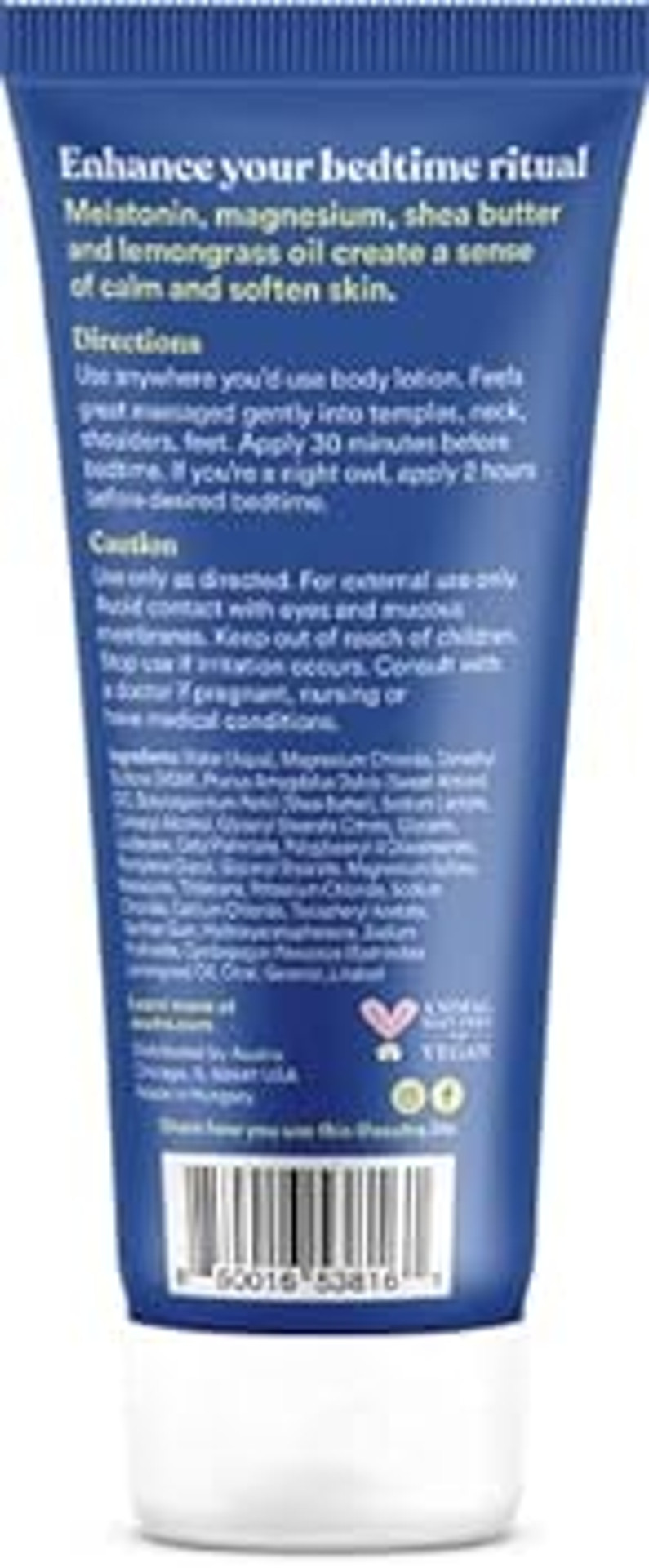 Asutra Melatonin Lotion W/Magnesium, 100 Ml | Aromatherapy Of Natural Sweet Almond & Lemongrass Oil, Shea Butter