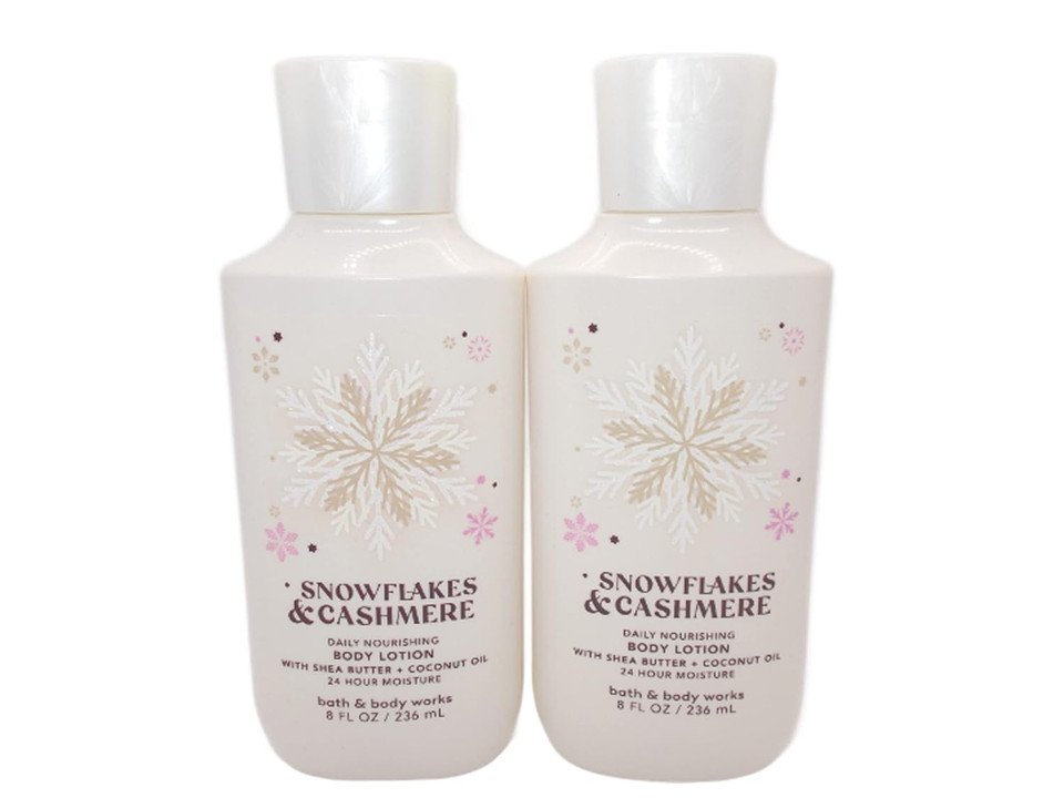 Bath & Body Works Bath and Body Works Snowflakes & Cashmere Super Smooth Body Lotion Sets Gift For Women 8 Oz -2 Pack (Snowflakes & Cashmere)