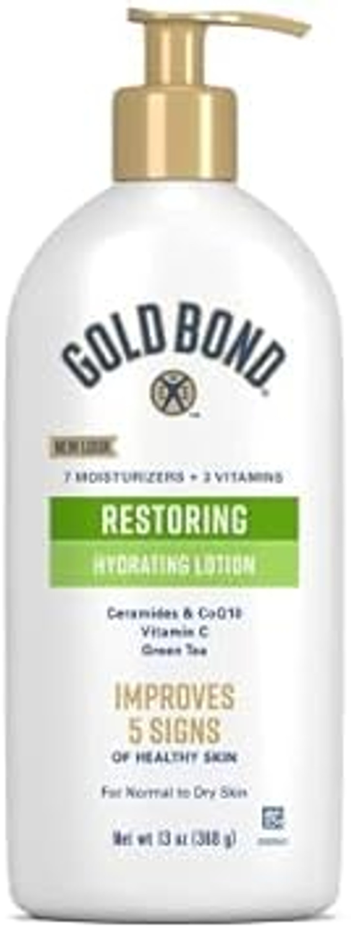 Gold Bond Restoring Hydrating Lotion, 13 Oz., With Ceramides & Coq10, Green Tea, & Vitamin C