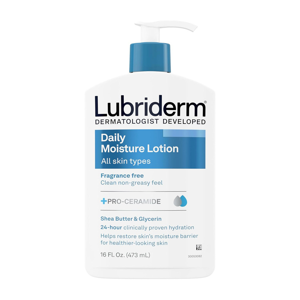 Lubriderm Fragrance Free Daily Moisture Lotion + Pro-Ceramide, Shea Butter & Glycerin, Face, Hand & Body Lotion For Sensitive Skin, Hydrating Lotion For Healthier-Looking Skin, 16 Fl. Oz16 Ounce (Pack Of 1)