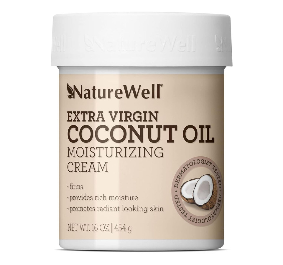 Naturewell Extra Virgin Coconut Oil Moisturizing Cream 16 Oz + Original Dry Body Scrubs 4Pk (7 Oz Each) Bundle, Exfoliate & Soften For Improved Texture & Intense Hydration