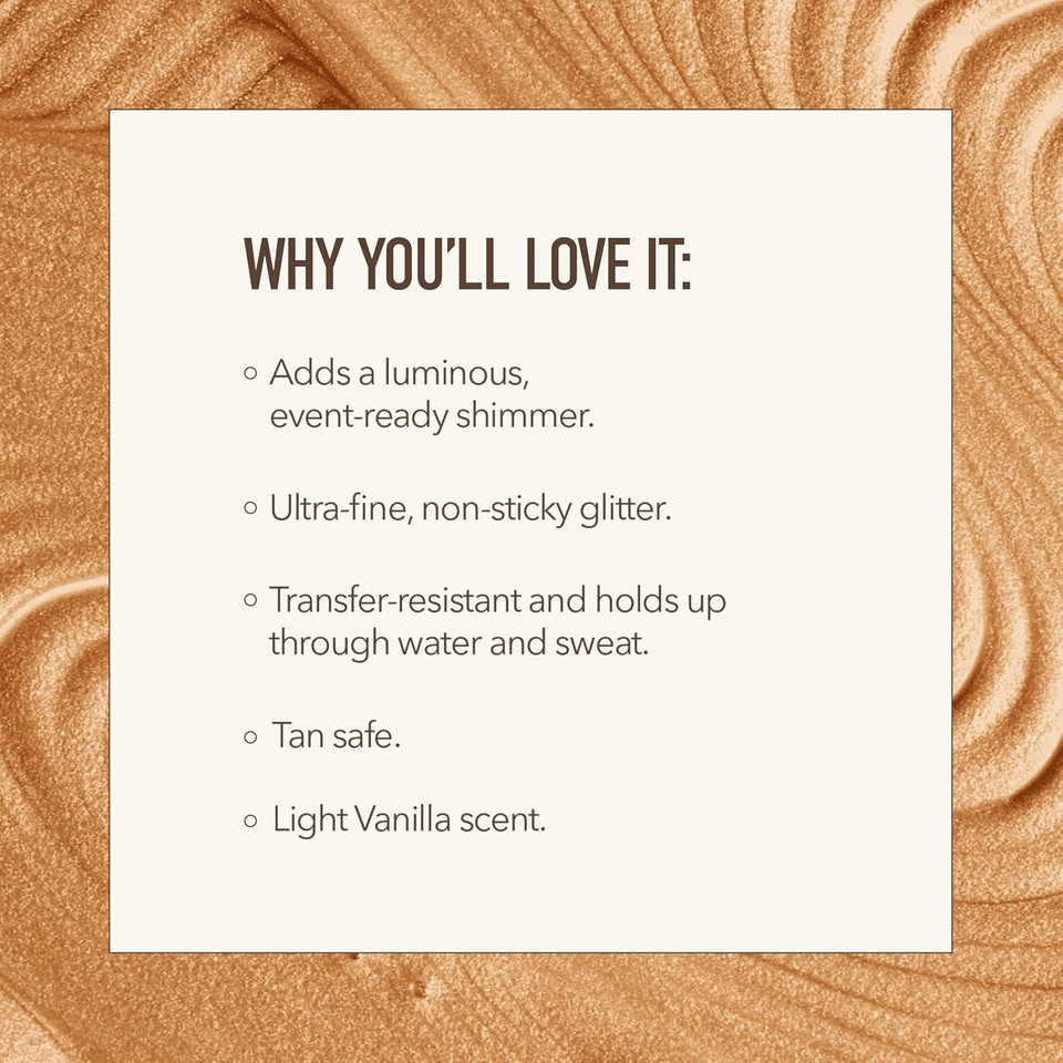 Nuda Body Shimmer | Illuminating Body Glitter To Enhance Tan | Vegan Shimmer Lotion For Women With Aloe Vera, Avocado Oil, & Vitamin E | Vanilla-Scented, Non-Staining Liquid Highlighter, (75 Ml)