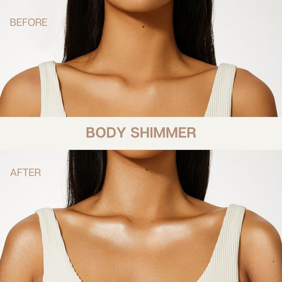 Nuda Body Shimmer | Illuminating Body Glitter To Enhance Tan | Vegan Shimmer Lotion For Women With Aloe Vera, Avocado Oil, & Vitamin E | Vanilla-Scented, Non-Staining Liquid Highlighter, (75 Ml)