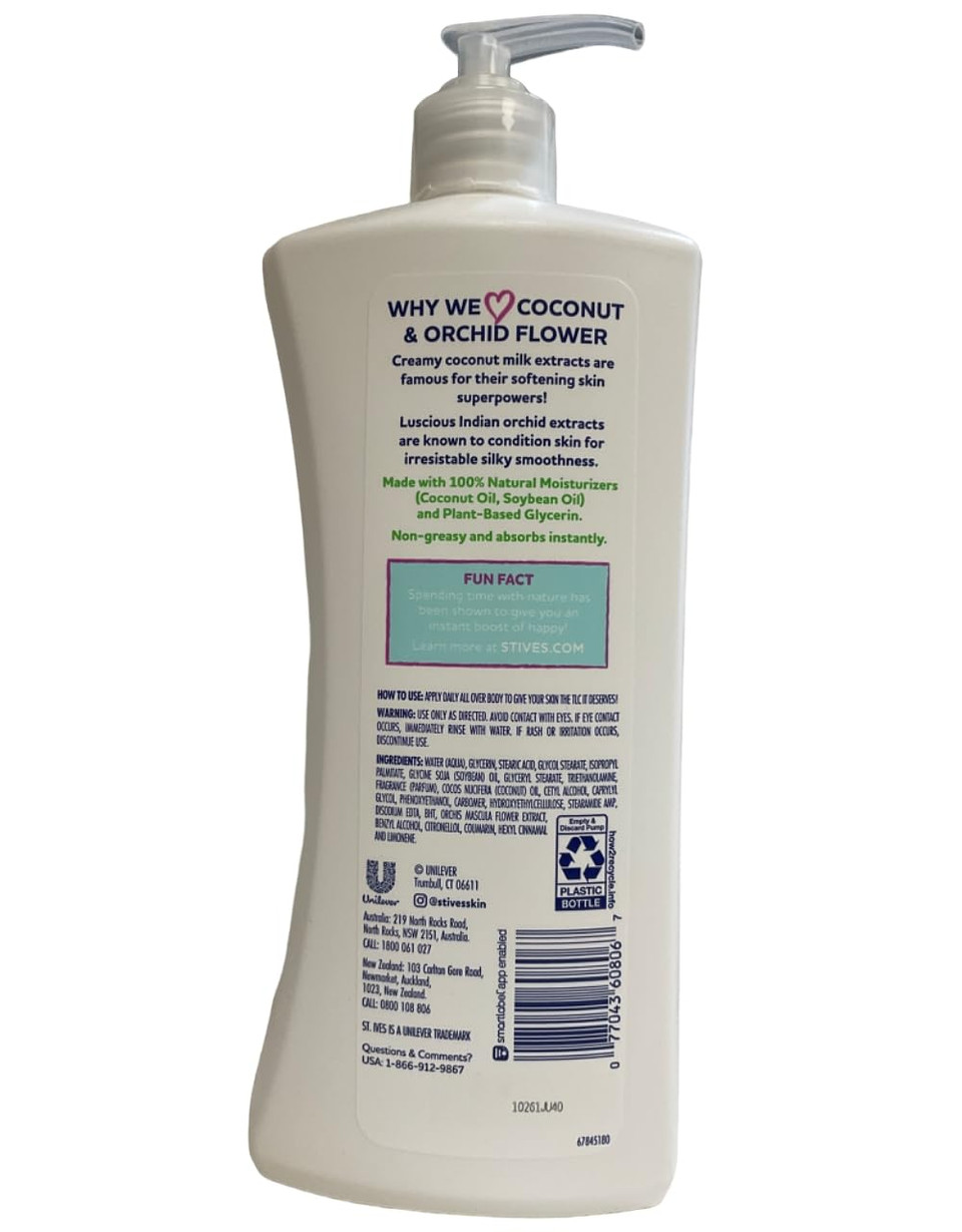 St. Ives Softening Hand & Body Lotion Moisturizer For Dry Skin Coconut & Orchid Made With 100% Natural Moisturizers 21 Oz