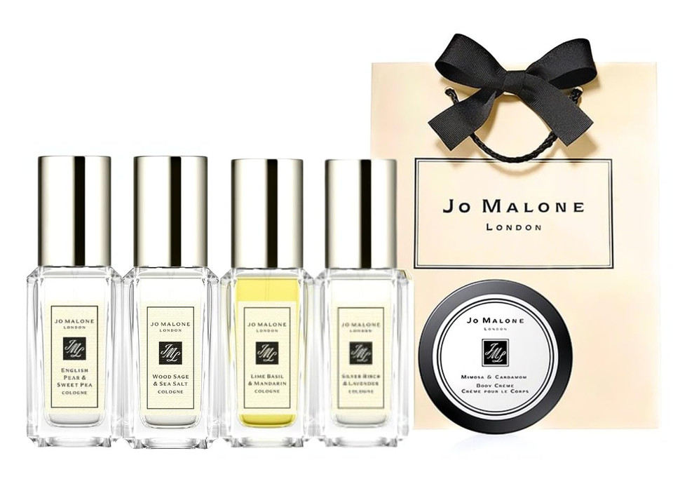 Jo Malone Holiday Gift Set 5 Pc Signature Cologne Wood Sage & Sea Salt, English Pear & Sweet Peas, Silver Birch & Lavender, And Body Creme