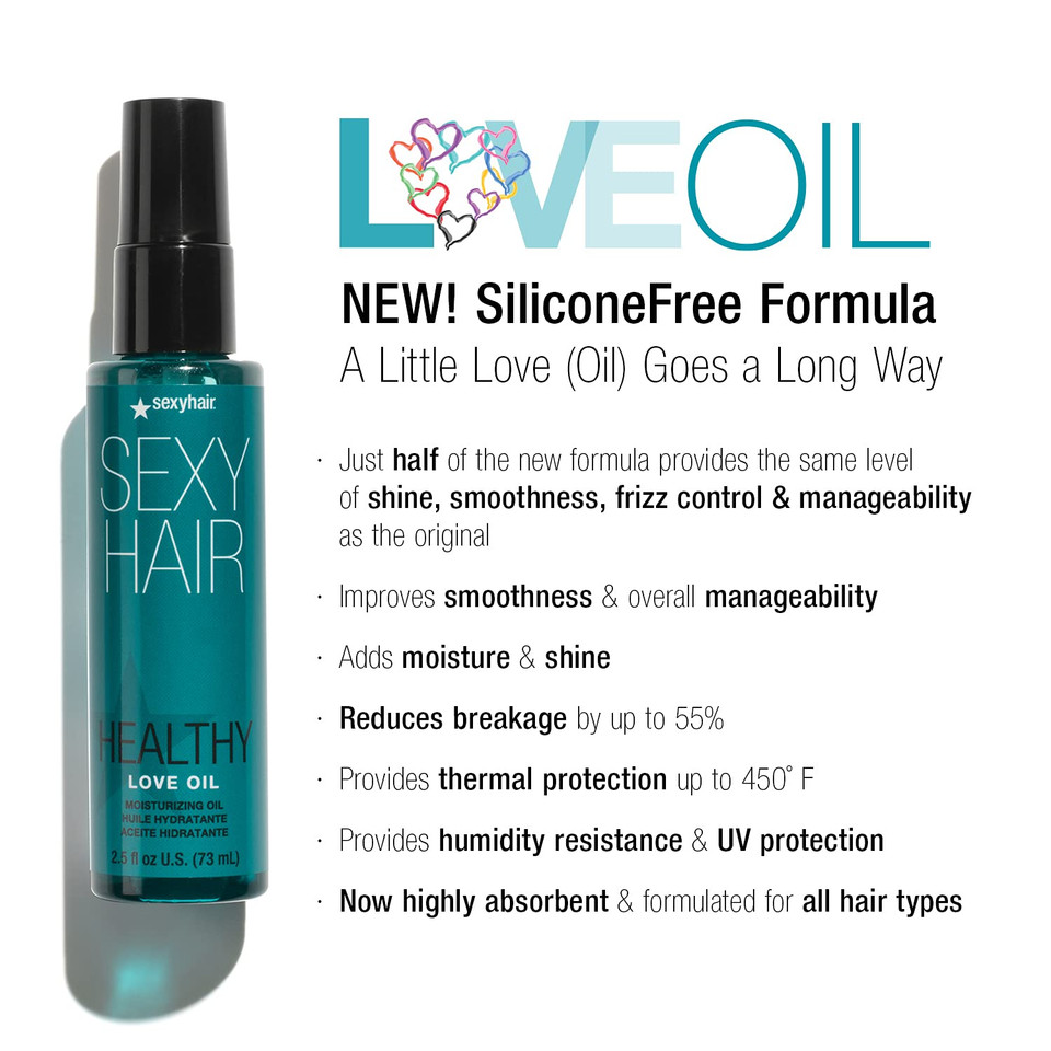 Sexyhair Healthy Love Oil Moisturizing Oil | Improves Smoothness And Controls Frizz | Thermal Protection And Adds Shine | All Hair Types